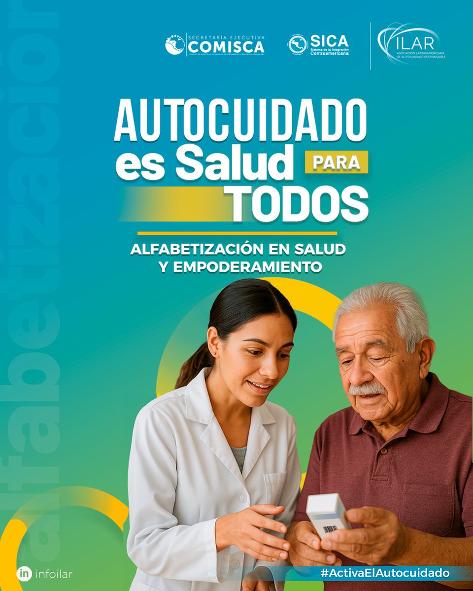 SE-COMISCA / SICA (@secomisca) on Twitter photo Hoy SE-COMISCA e <a href="/infoilar/">ILAR - Autocuidado Responsable</a> conmemoran el Día Internacional del Autocuidado. Fomentar la alfabetización en salud para aumentar las capacidades individuales de autogestionar condiciones comunes, mejorar la toma de decisiones informadas y promover hábitos saludables que contribuyan Hoy SE-COMISCA e <a href="/infoilar/">ILAR - Autocuidado Responsable</a> conmemoran el Día Internacional del Autocuidado. Fomentar la alfabetización en salud para aumentar las capacidades individuales de autogestionar condiciones comunes, mejorar la toma de decisiones informadas y promover hábitos saludables que contribuyan