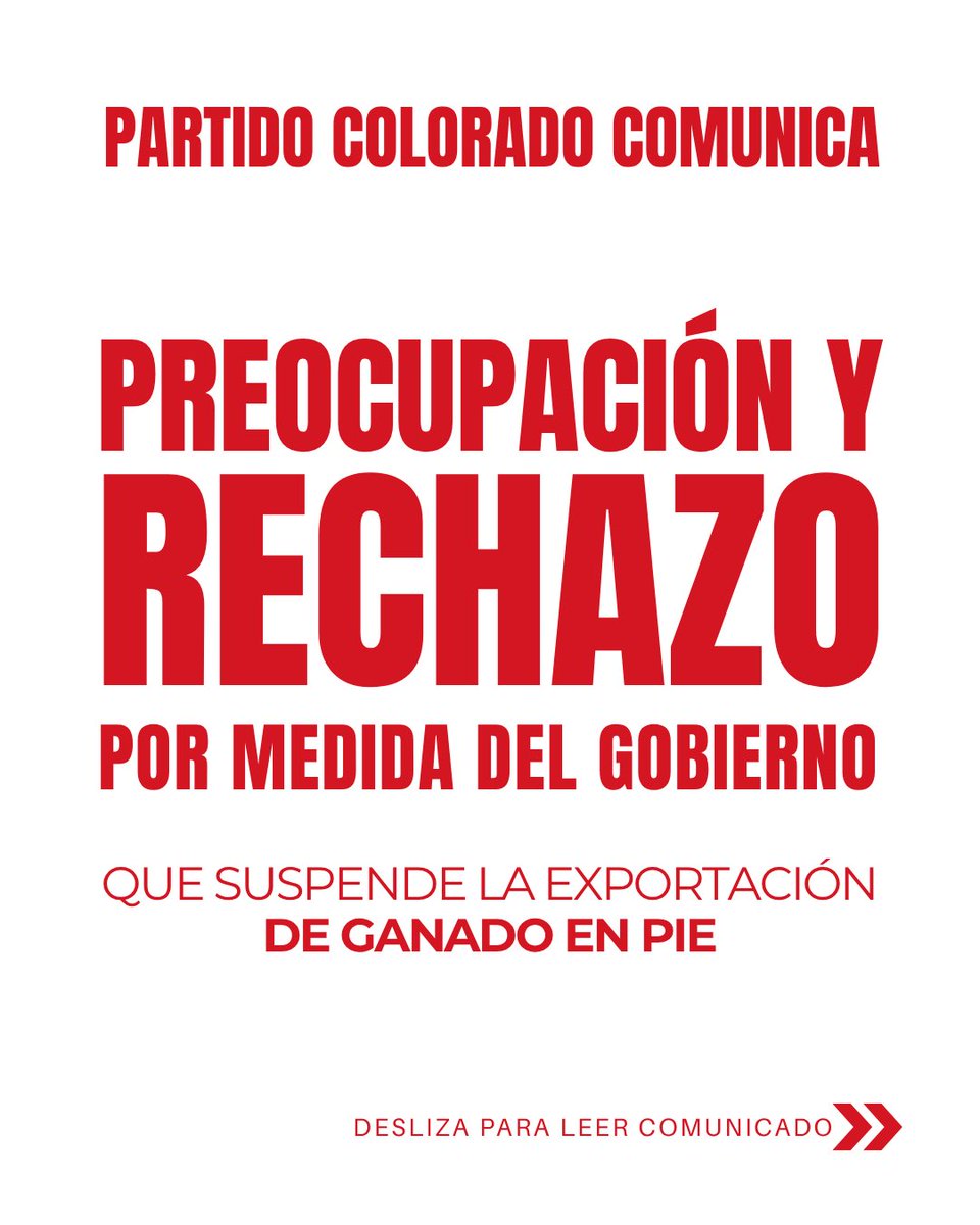 PartidoColorado's tweet image. Improvisación.
Promesa incumplida.
Golpe al campo.

El Partido Colorado rechaza la suspensión de exportaciones de ganado en pie para faena inmediata.

👉 Leé el comunicado completo.

#GanadoEnPie #CampoUruguayo #PartidoColorado #Exportaciones