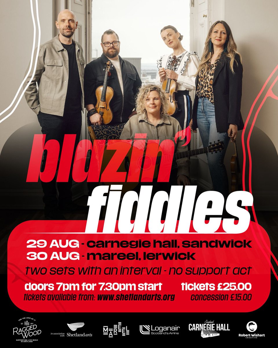 It's been a dream of ours to make this announcement...

This August we head to Jenna's homeland of SHETLAND!!

Join us in Sandwick and Lerwick on the last weekend of the month - tickets went on sale today!

👉 blazinfiddles.com 👈