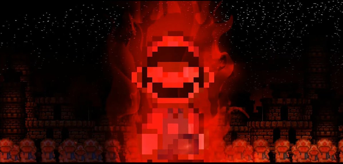 CursedMario's tweet image. i find it amusing how nearly every flash animator from the early 2000s collectively agreed that SMW mario is a cold unfeeling violent menace. how did this come to be and is there an origin for this?