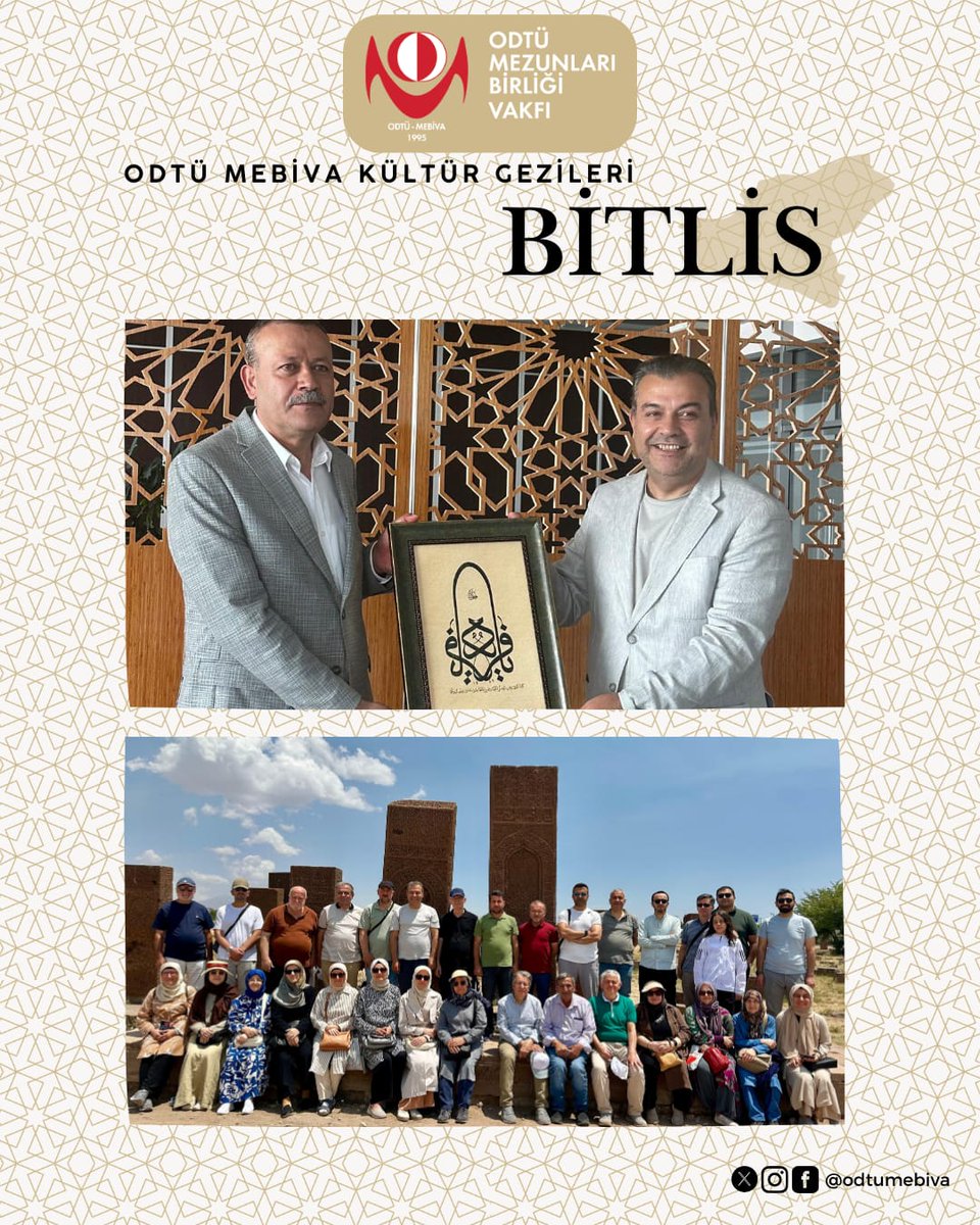 ODTÜ MEBİVA (@odtumebiva) on Twitter photo ODTÜ MEBİVA Kültür Gezileri’nin beşincisinde rotamız Bitlis’ti. Tarihiyle ve doğasıyla gönlümüzde yer etti. Dostlarla birlikte güzel anlar paylaştık, hafızalarımızda iz bırakan anlamlı bir gezi oldu. <a href="/acmakas/">Abdullah Cengiz Makas</a> <a href="/beusosyalmed/">Bitlis Eren Üniversitesi</a> <a href="/nelmastas1/">Prof. Dr. Necmettin ELMASTAŞ</a> ODTÜ MEBİVA Kültür Gezileri’nin beşincisinde rotamız Bitlis’ti. Tarihiyle ve doğasıyla gönlümüzde yer etti. Dostlarla birlikte güzel anlar paylaştık, hafızalarımızda iz bırakan anlamlı bir gezi oldu. <a href="/acmakas/">Abdullah Cengiz Makas</a> <a href="/beusosyalmed/">Bitlis Eren Üniversitesi</a> <a href="/nelmastas1/">Prof. Dr. Necmettin ELMASTAŞ</a>