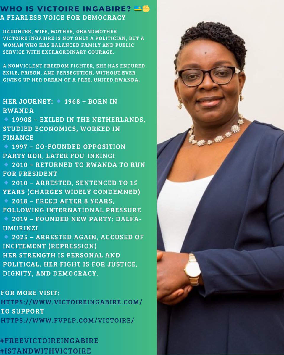 nadia_mugunga (@na80561) on Twitter photo 🚨🇷🇼A peaceful protest is set for July 17, 2025, in #Finland, calling for the unconditional release of Victoire Ingabire. Her detention is widely viewed as illegal, unjust, and politically driven.
<a href="/AnaiseKanimba/">Anaïse Kanimba</a> <a href="/GUwishema/">Gloria Uwishema</a> <a href="/rifdp/">RIFDP - IWNDP</a> <a href="/ruhumuza/">Ruhumuza Mbonyumutwa</a> <a href="/Nduwamungu5/">Nduwamungu</a>
#Rwanda #FreeIngabire 🚨🇷🇼A peaceful protest is set for July 17, 2025, in #Finland, calling for the unconditional release of Victoire Ingabire. Her detention is widely viewed as illegal, unjust, and politically driven.
<a href="/AnaiseKanimba/">Anaïse Kanimba</a> <a href="/GUwishema/">Gloria Uwishema</a> <a href="/rifdp/">RIFDP - IWNDP</a> <a href="/ruhumuza/">Ruhumuza Mbonyumutwa</a> <a href="/Nduwamungu5/">Nduwamungu</a>
#Rwanda #FreeIngabire