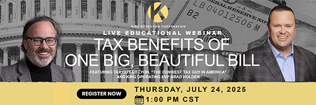 KingOperatingTX's tweet photo. Upcoming Webinar: Tax Benefits & One Big, Beautiful Bill
Date: July 24, 2025
Time: 1:00 p.m. CST
Registration Required → https://t.co/xUxQBlhhH5
#TaxStrategy #OilAndGasInvesting #TaxWebinar #EdLyon #EnergyInvesting #HighIncomeTaxStrategies #TaxSavings #BigBeautifulBill https://t.co/XTcuiAH5GN