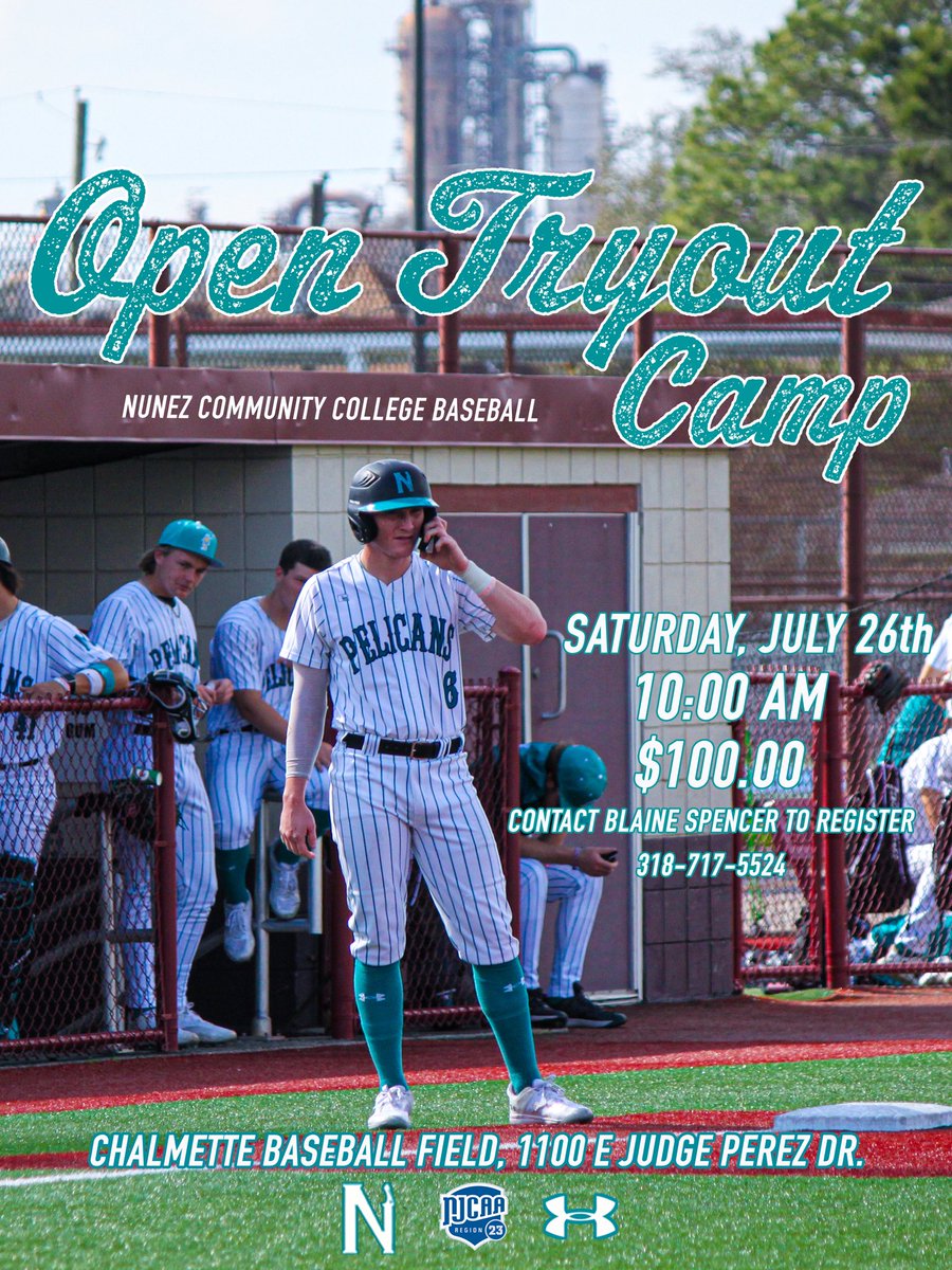 NunezCCBaseball's tweet image. Nunez Baseball will hold an Open Tryout Camp on Saturday, July 26th at Noel Suarez Stadium in Chalmette. The 2026, 2027, and 2028 graduating classes are welcome. $100 payment at the gate.
To reserve your spot use the link below 👇:
docs.google.com/forms/d/e/1FAI…
#FlockUp
