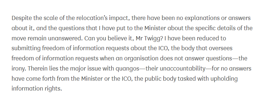 Owen Boswarva (@owenboswarva) on Twitter photo Information Commissioner's Office: Relocation hansard.parliament.uk/commons/2025-0… + questions-statements.parliament.uk/written-questi…
<a href="/ICOnews/">ICO - Information Commissioner's Office</a> is leaving Wilmslow next year and local MP Esther McVey had to find out from the news. So inconsiderate!
#FOI #dataprotection #opengov Information Commissioner's Office: Relocation hansard.parliament.uk/commons/2025-0… + questions-statements.parliament.uk/written-questi…
<a href="/ICOnews/">ICO - Information Commissioner's Office</a> is leaving Wilmslow next year and local MP Esther McVey had to find out from the news. So inconsiderate!
#FOI #dataprotection #opengov