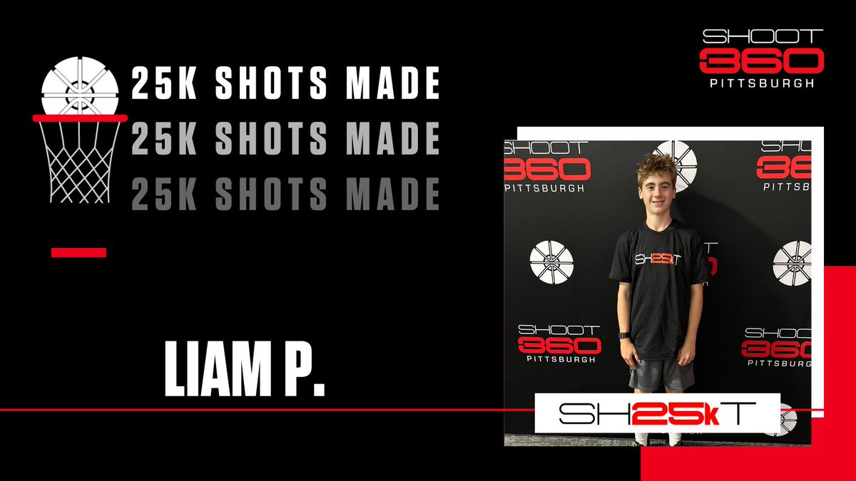 shoot360pgh's tweet image. 🔥 Liam P has officially hit 25K Shots Made! Your consistency and commitment are inspiring. We can’t wait to celebrate when you reach 50K. Keep shooting, Liam!