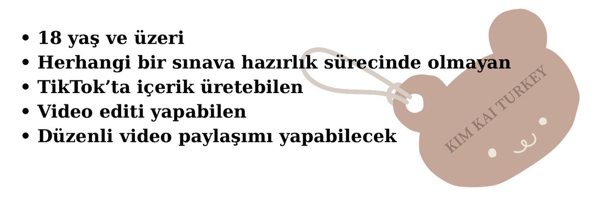 [📢] — TİKTOK ADMİN ALIMI

• Sayfamıza yeni yol arkadaşları arıyoruz!
• RT ile daha fazla kişinin görmesine destek olabilirsiniz. 💫
• Gönüllülük esaslı bir ekibiz.
• Aşağıdaki kriterlere uyuyorsanız lütfen bizimle iletişime geçin. 🙏🏻

#KKT