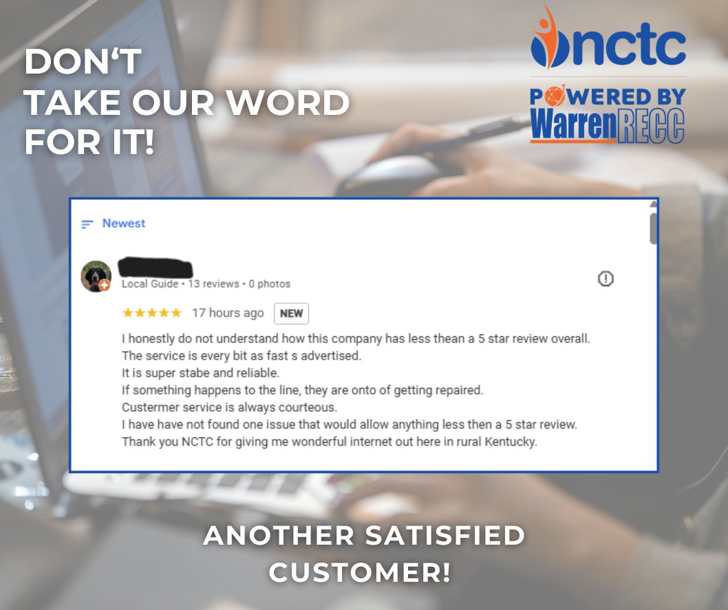 WarrenRECC's tweet image. Another satisfied customer! We are so proud to be working with @North Central Telephone Cooperative to bring high-speed internet to our members! For more information, visit wrecc.com/internet/.