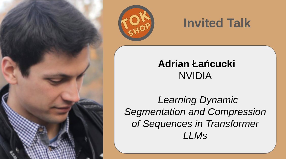 tokshop2025's tweet image. Three invited speakers will share their insights at TokShop! Hear from Yuval Pinter @yuvalpi, Desmond Elliott @delliott, and Adrian Łańcuck @AdrianLancuckii on cutting-edge tokenization research. Don't miss these keynote presentations! #ICML2025 tokenization-workshop.github.io/speakers