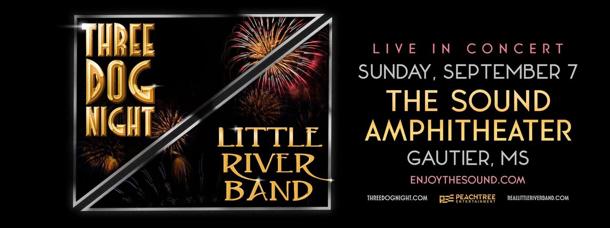 📣 Attention Ticket Holders 📣
Due to forecasted inclement weather and potential tropical storm development, the Three Dog Night &amp; Little River Band show originally scheduled for Saturday, July 19 in Gautier, MS has been postponed to Sunday, September 7.

All tickets purchased
