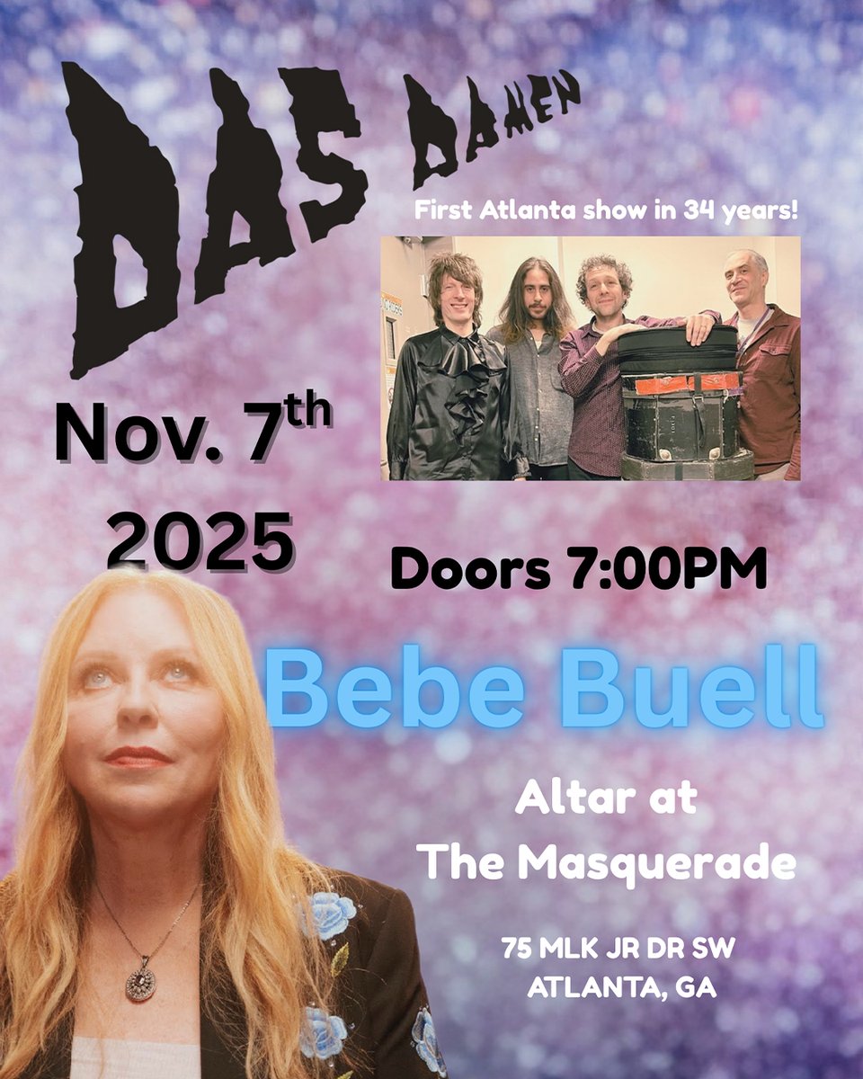 📣 JUST ANNOUNCED!
🎸 Das Damen w/ Bebe Buell
📆 11/7 in Altar
🎫 ON SALE FRI (7/18) @ 10 AM
🔗 bit.ly/dd-11-7