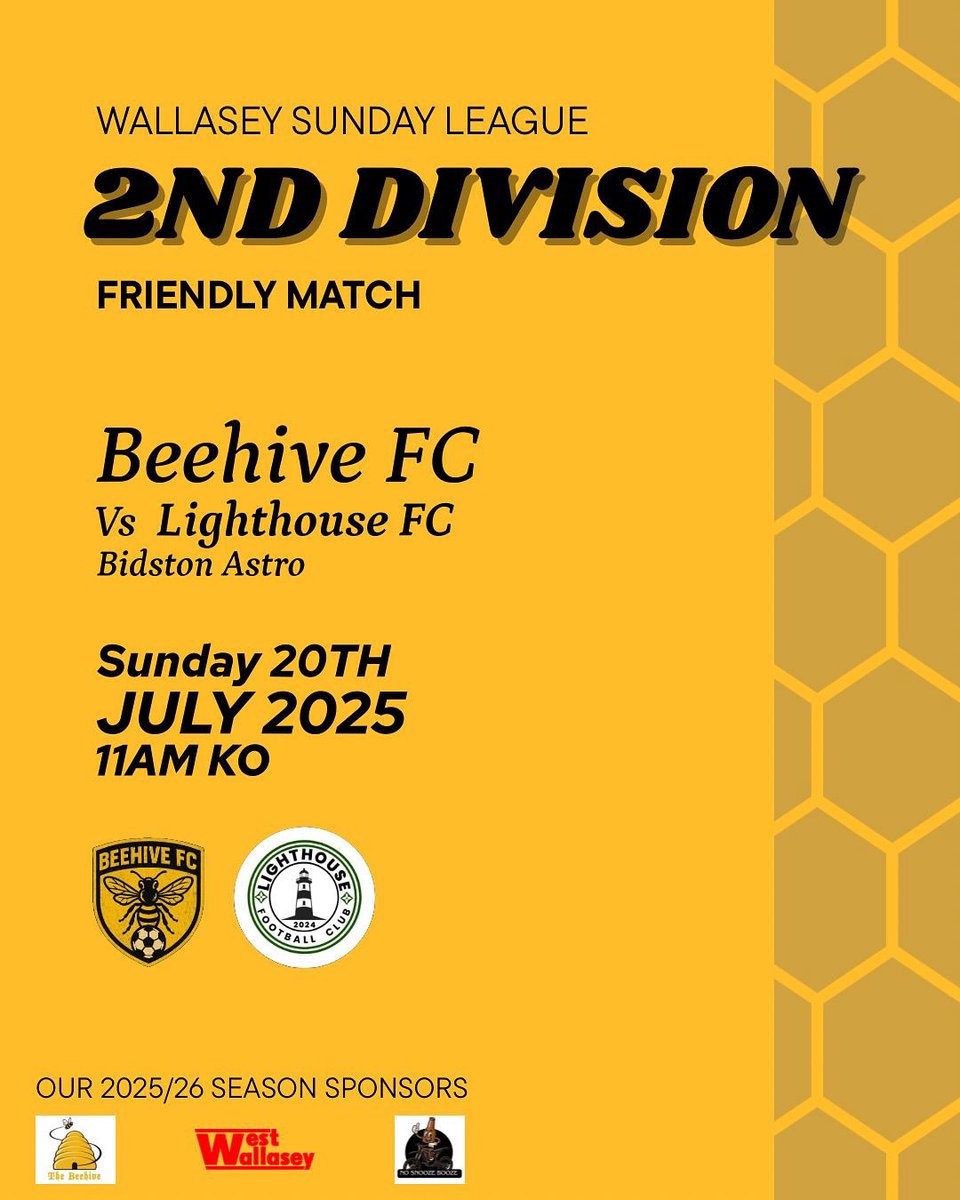 Sunday we turn our attention to <a href="/Lighthouse_FC/">Lighthouse FC</a> come down and support the lads UTFB⚫️🟡🐝