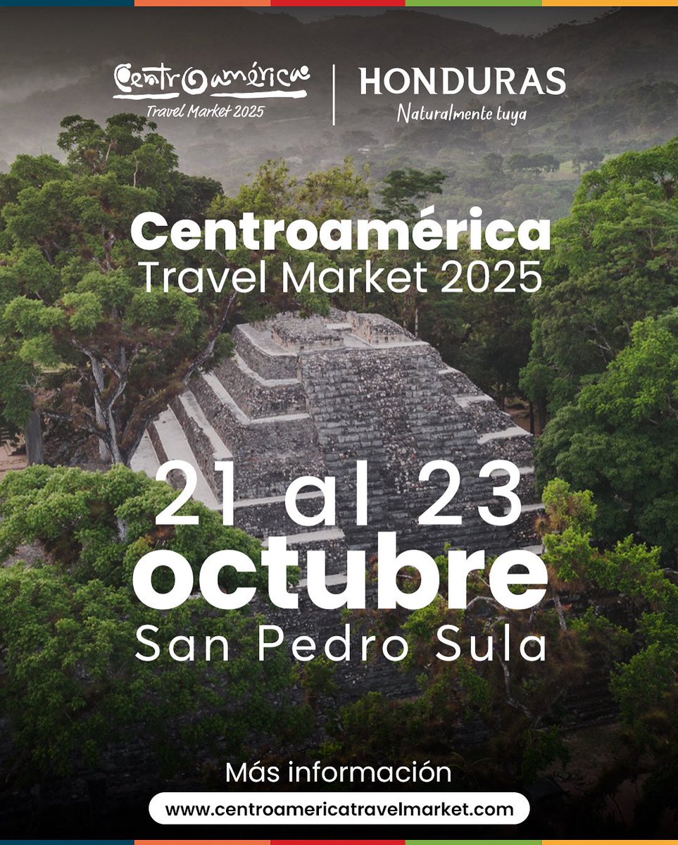 Centroamérica te espera del 21 al 23 de octubre, San Pedro Sula se convierte en el epicentro del turismo regional con el Centroamérica Travel Market 2025. 🤩🙌🏻

Una cita imperdible para conectar con mayoristas, prestadores de servicios turísticos y medios internacionales. 💼
