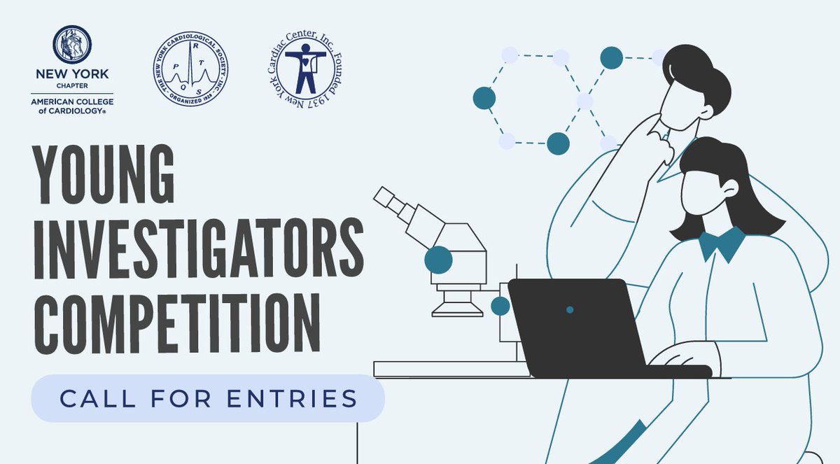NYSCACC's tweet image. 🚨Attention FITs, residents, & med students in NY State!
Submit your cardiovascular research abstract or clinical case for the NYACC Young Investigators Competition.
📅Deadline: July 29, 2025
Cash prizes will be awarded to the top scorers from funds generously provided by New…