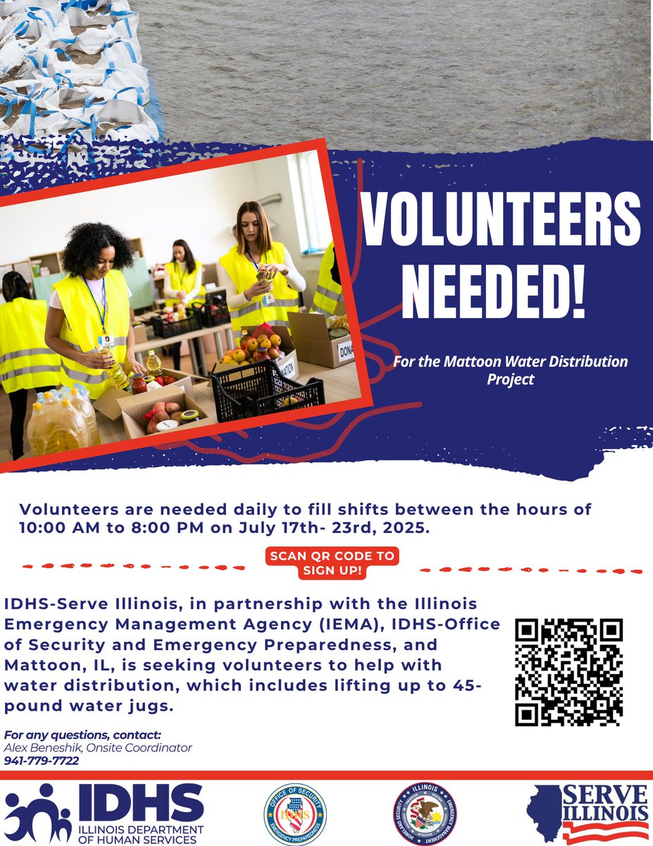 ReadyIllinois's tweet image. The Mattoon area is looking for volunteers to help with water distribution. Can you spare some time over the next week?
Sign up here:
surveymonkey.com/r/3WMMCHF