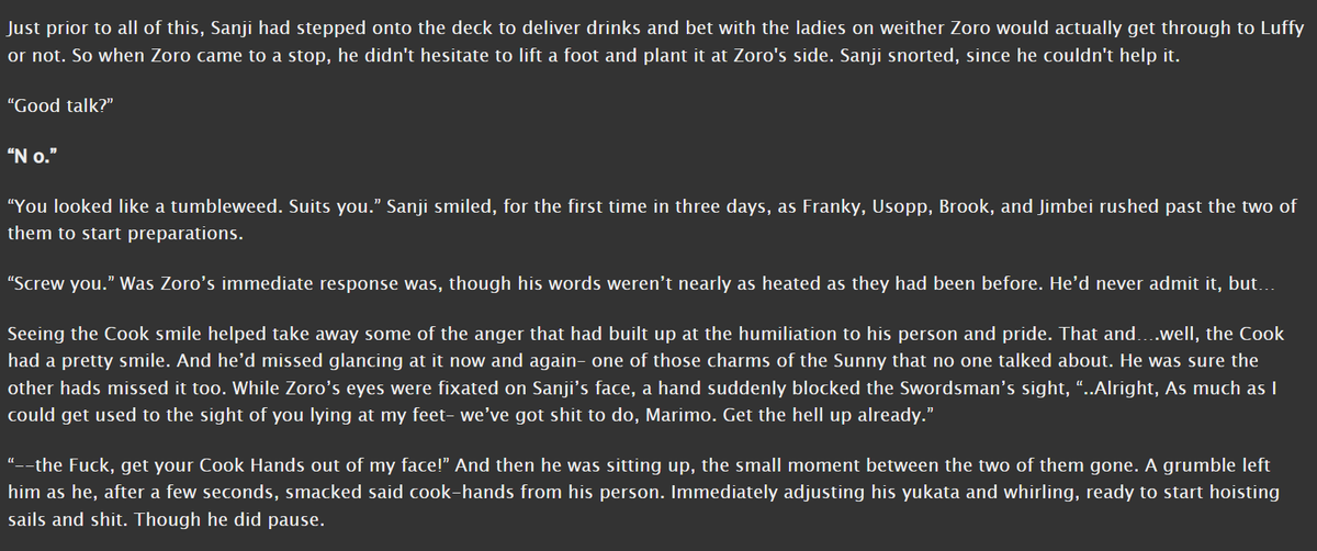 PurpleTired's tweet photo. Chapter 8 is up!

https://t.co/pfMgoKLdlR

#Zosan #ZoroxSanji https://t.co/r1k5kjrGR5