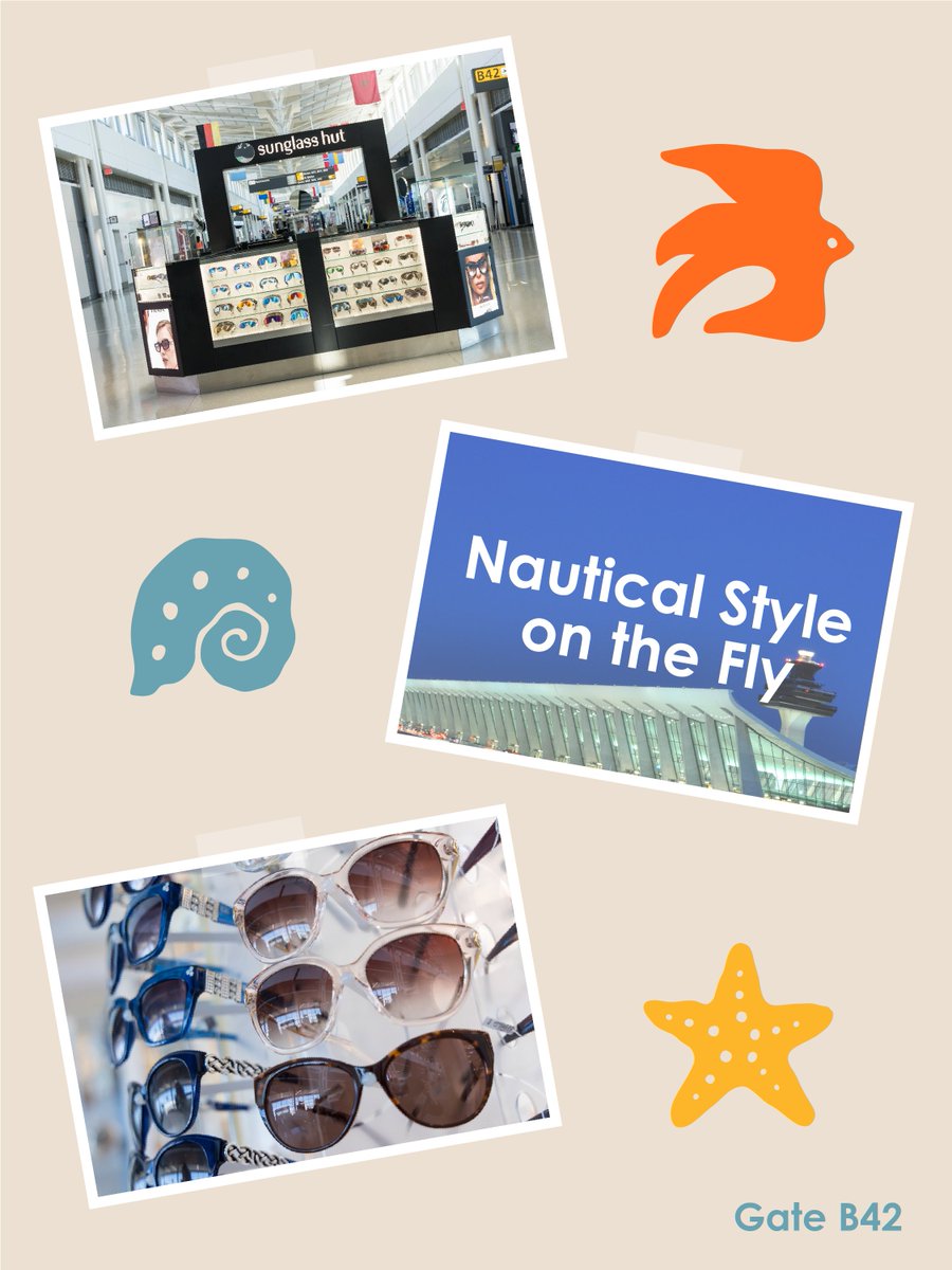 Dulles_Airport's tweet image. You may not be boarding a yacht, but you can look like you are. Load up on classy summertime options at these spots:
☀️Sunglass Hut
👛 Vera Bradley
🐳 Vineyard Vines
🎁 Brighton.
All at Concourse B. Mix, match, and sail through summer in style.