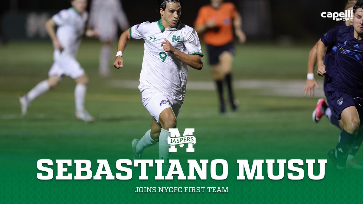 JaspersSoccer's tweet image. 🗣️: Congratulations to Sebastiano Musu &apos;24 for earning the nod to join @newyorkcityfc&apos;s First Team on a short-term loan ‼️

#GoJaspers | #JasperSoccer 🟢⚪️