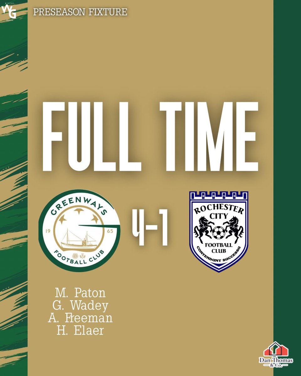 GreenwaysFC's tweet image. FULL TIME ⌛️
A solid 4-1 win tonight against Rochester City ⚽️
Best of luck to them for the season ahead 👏
#coybig 💚