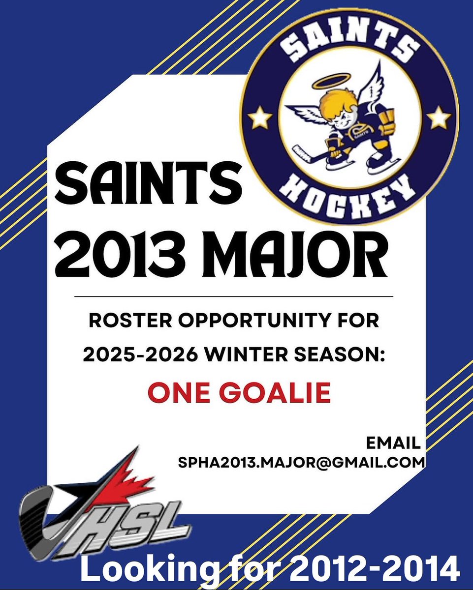 2013 Majors are looking for one more goalie to round out their winter squad! 2012-2014 birth years will be considered. Interested candidates can email the address shown in the poster!