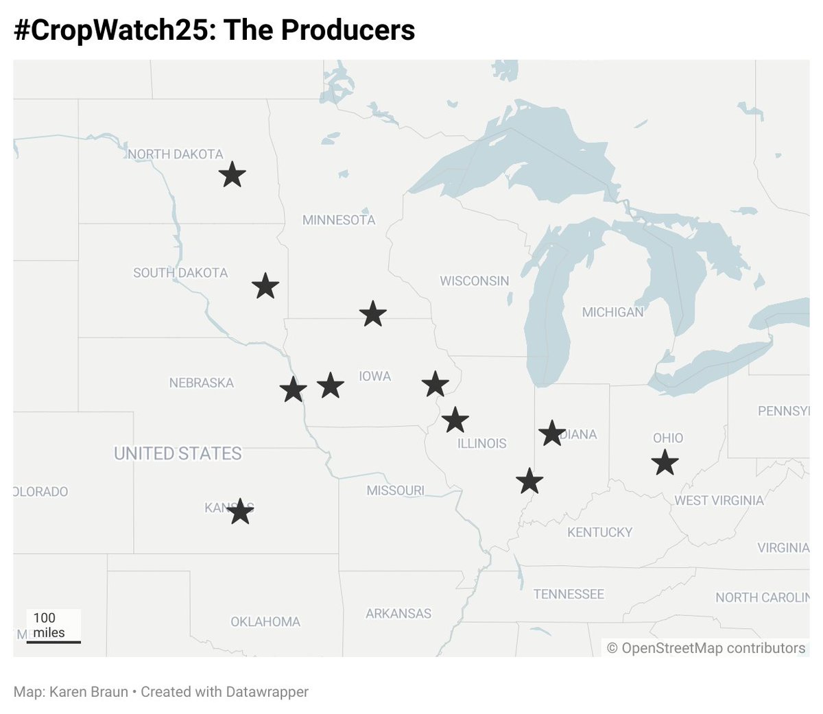 🇺🇸#CropWatch25 One Word Wednesday! Producers share their current feelings on their crops using just one word:
ND- Cool
SD- Cool
MN- Green
NE- WETTT
KS- Warm
W IA- Lush
E IA- Ideal
W IL- Steamy
SE IL- Improving
IN- Promising
OH- Tropical