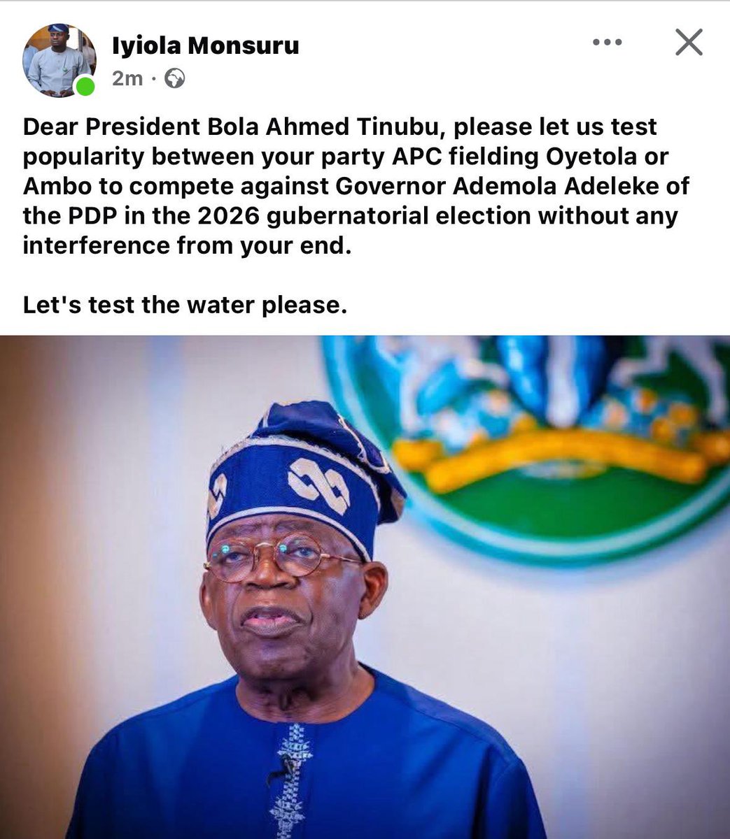 Governor Adeleke Media aides are threatening President Tinubu on Facebook—The Audacity😳

OSUN APC was right!