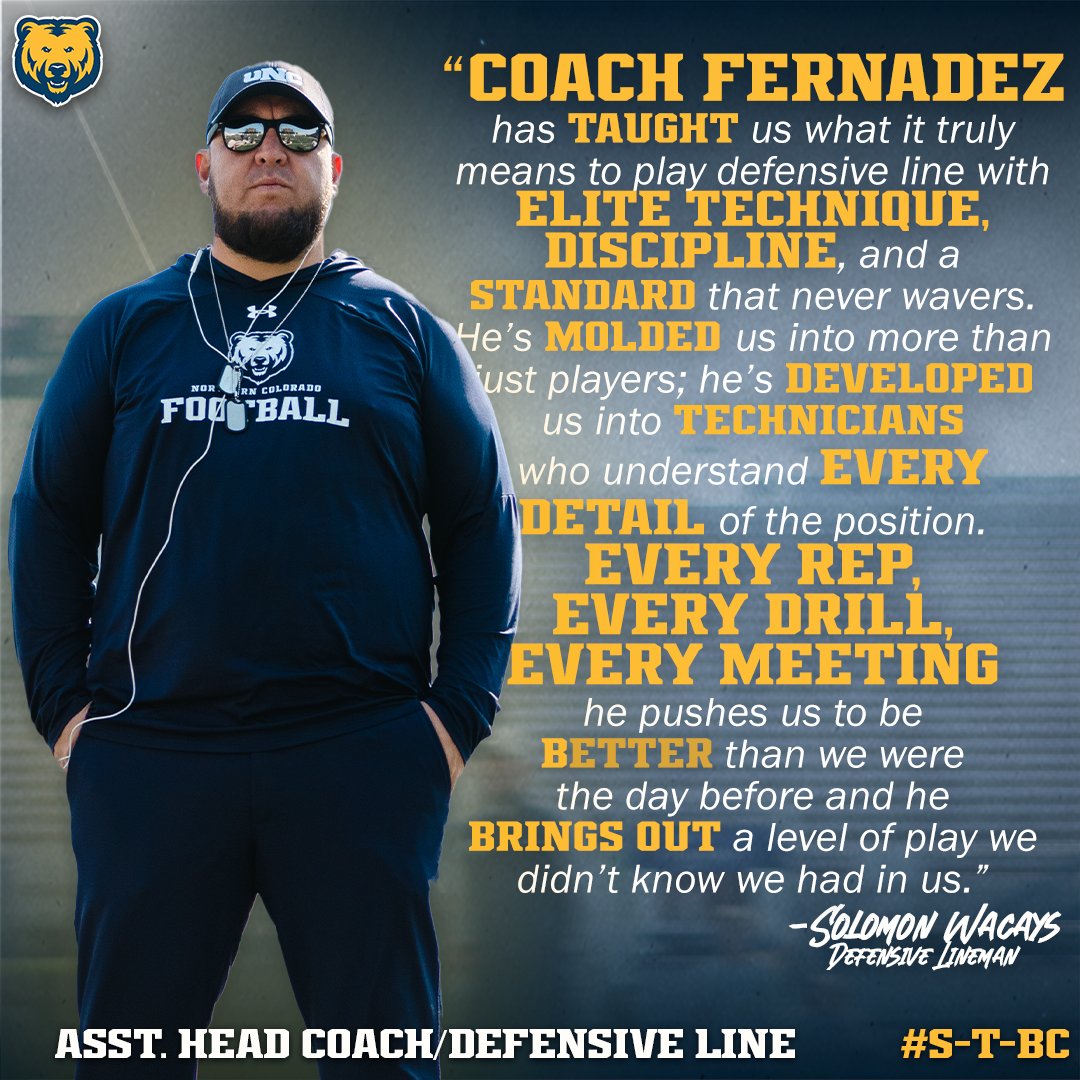 👀 𝑪𝒐𝒂𝒄𝒉'𝒔 𝑺𝒑𝒐𝒕𝒍𝒊𝒈𝒉𝒕 👀  

Assistant Head Coach and Defensive Line Coach 𝗔𝗮𝗿𝗼𝗻 𝗙𝗲𝗿𝗻𝗮𝗻𝗱𝗲𝘇!

#BearCountry | #STBC | #BigSkyFB