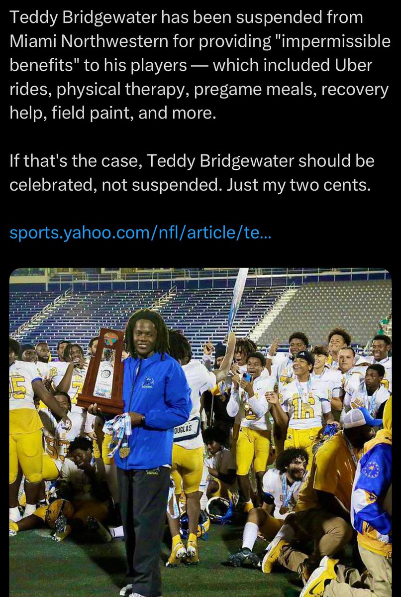 AloLeagues's tweet image. Teddy Bridgewater was suspended as head coach of Miami Northwestern High School, and we talked about it on Space with @NFL_FantasyPat, @nflrums, and all the great people who tuned in yesterday, which was awesome! 😎 I do not believe Bridgewater should have been suspended. I think…