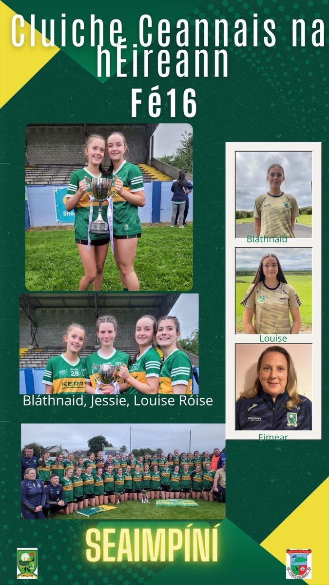 Comhgháirdeachas ó chroí le Bláthnaid, Louise, Eimear &amp; Foireann <a href="/kerryladiesfoot/">KerryLGFA</a> Fé16 ! Ciarraí abú! 💚💛