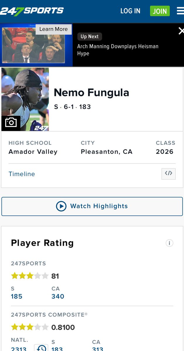 Nemo Fungula (@nemo_thfish) on Twitter photo Truly Blessed to be named a three star recruit on <a href="/247Sports/">247Sports</a> <a href="/BrandonHuffman/">Brandon Huffman</a> <a href="/AVHSFootball16/">AVHS Football</a> Truly Blessed to be named a three star recruit on <a href="/247Sports/">247Sports</a> <a href="/BrandonHuffman/">Brandon Huffman</a> <a href="/AVHSFootball16/">AVHS Football</a>