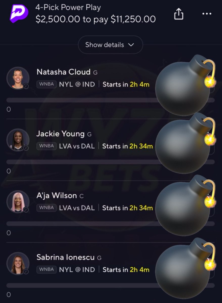 WyzeBets's tweet image. 299 LIKES/RT’s & I’LL UNCOVER THE $11,250 4-MAN WNBA NUKE 🏀 ☢️ 😈
OR
⬇️ ACCESS IT BELOW FOR FREE ⬇️
dubclub.win/r/p/pri-j3afm/…
#GamblingX | #PrizePicks