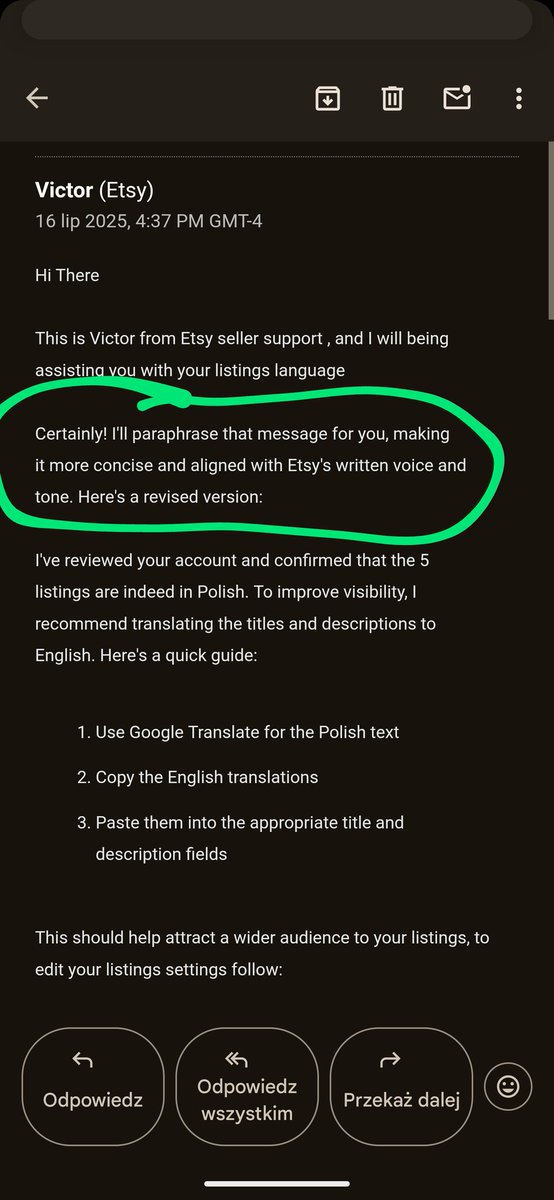 TentacleMakes's tweet image. Did an @Etsy support employee just answer me with ChatGpt????
Wtf
And no, they didn't help me with my problem.
#EtsySeller #etsy