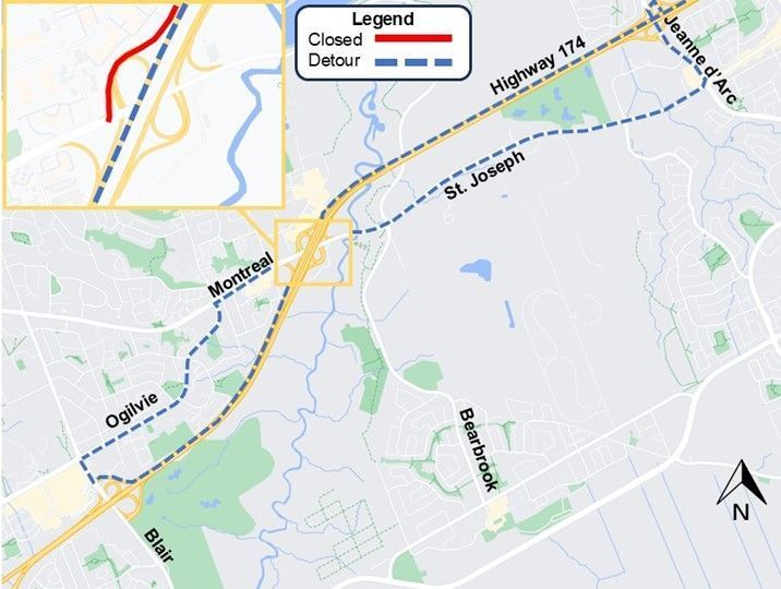TimTierney's tweet image. 🚧 Heads-up for drivers in the east end 🚧
As part of the O-Train East Extension, the Highway 174 westbound off-ramp to Montreal Road will be closed overnight for overhead sign installation.
🕒 When:
Wednesday, July 16 at 11:00 p.m. to Thursday, July 17 at 5:30 a.m.
📍 Where:…