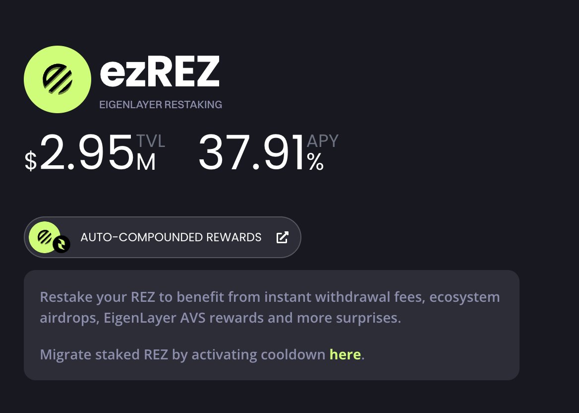 Amici!  Make sure to stake your REZ ahead of the weekly REZ Buy Back and distribution to stakers 🤌🏼

app.renzoprotocol.com/ezrez