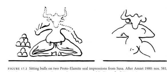 Rtam86418021's tweet image. Proto-Elamite Seal Impressions from Susa (4th millennium BC),Iran featuring a Bull in a Sitting Posture, kinda similar to the so-called "Pashupati" seal of IVC.