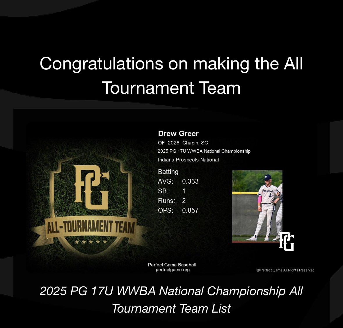 Drew Greer (@drewgreer19) on Twitter photo Thank you <a href="/IowaPG/">Perfect Game Iowa</a> <a href="/PG_Georgia/">Perfect Game Georgia</a>!
Amazing tournaments that were a blast!
<a href="/PG_Scouting/">Perfect Game Scout</a> <a href="/PG_Coastal/">PG Coastal Scouting</a> <a href="/AustinStout18/">Austin Stout</a> <a href="/IPMaddox/">Indiana Prospects 17u National - 2026</a> <a href="/MarucciProspec/">Marucci Prospects</a> Thank you <a href="/IowaPG/">Perfect Game Iowa</a> <a href="/PG_Georgia/">Perfect Game Georgia</a>!
Amazing tournaments that were a blast!
<a href="/PG_Scouting/">Perfect Game Scout</a> <a href="/PG_Coastal/">PG Coastal Scouting</a> <a href="/AustinStout18/">Austin Stout</a> <a href="/IPMaddox/">Indiana Prospects 17u National - 2026</a> <a href="/MarucciProspec/">Marucci Prospects</a>
