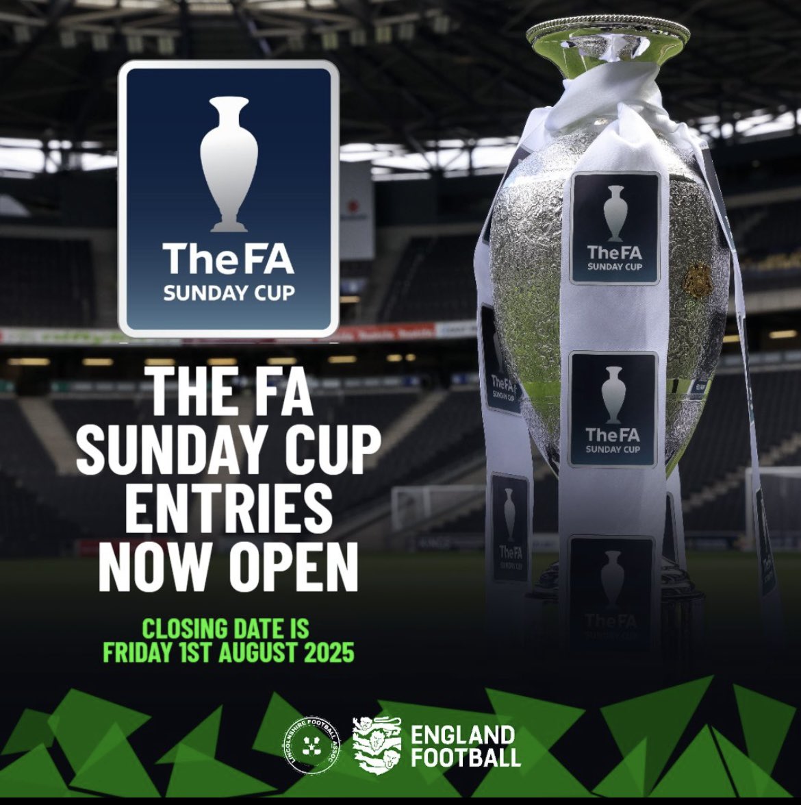 LDLSFL25's tweet image. Entry to FA Sunday Cup is open for teams in top division. Closes 1st August
