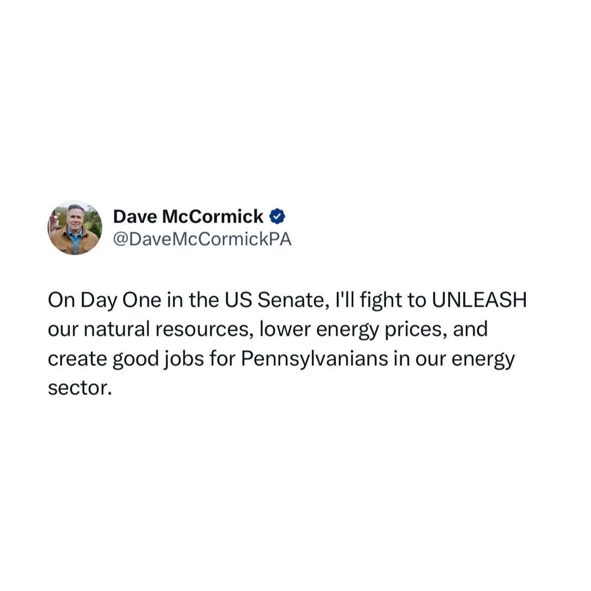 DaveMcCormickPA's tweet image. Since my very first day in the U.S. Senate, I have fought to create good jobs for Pennsylvanians in our energy sector — just like I promised.