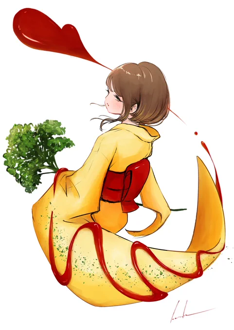 オムライス×和服