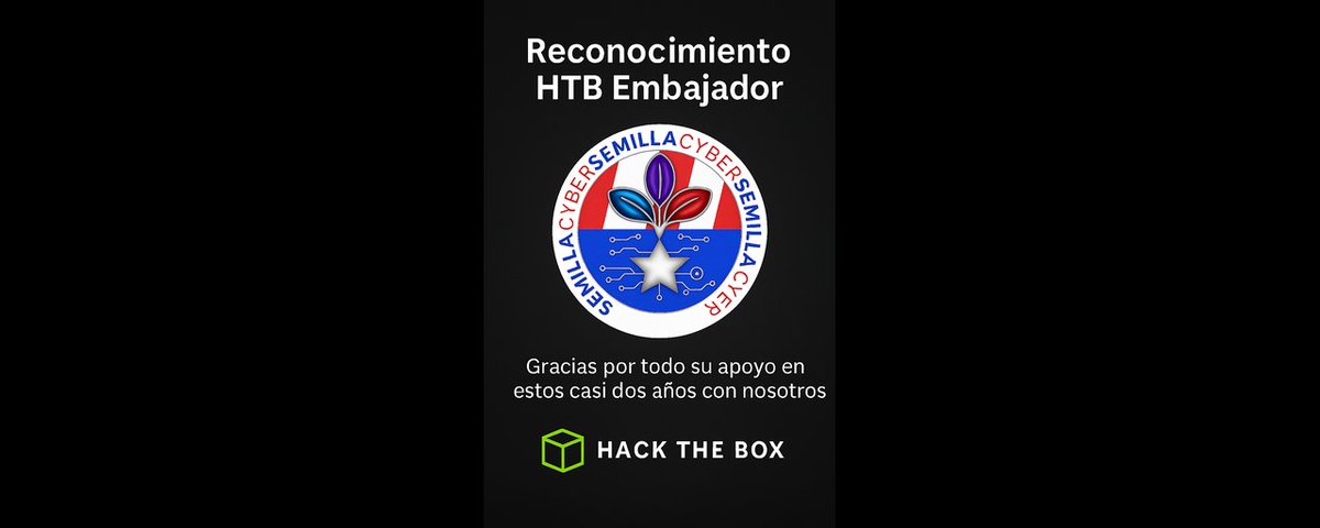 🚀 ¡Gran noticia! Tras casi 2 añosimpulsando meetups y comunidad con Semilla Cyber, recibimos el Reconocimiento oficial como Hack The Box Ambassador 💚💻
Gracias a todos por hacerlo posible 🙌
Seguimos creciendo juntos en #Ciberseguridad 🔥
#HackTheBox #SemillaCyber