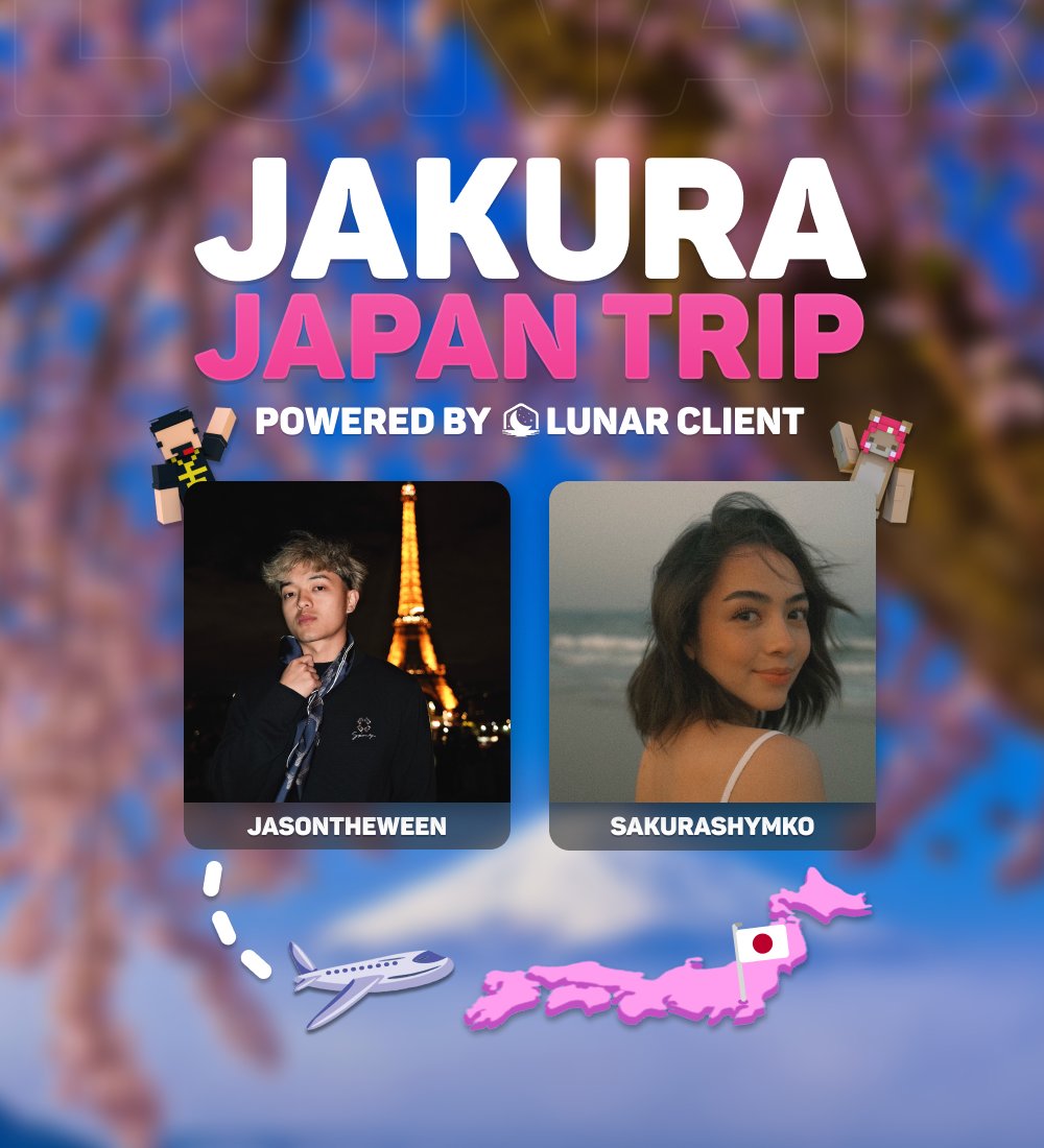 Yes, the rumors are true...we're more parasocial than <a href="/kaysan/">FaZe Kaysan</a>

Have fun in Japan <a href="/jasontheween/">FaZe Jason</a> <a href="/sakurashymk/">Sakura</a> ✌️ 🇯🇵

lunarclient.com/jakura