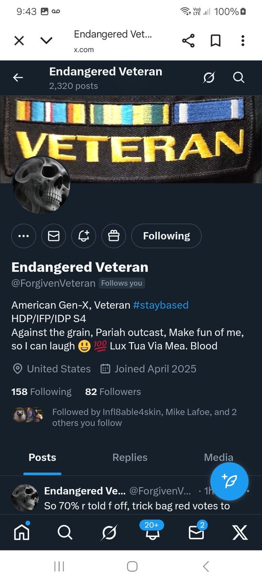 KJW (@hawkesbay69) on Twitter photo This veteren has only 82 followers. Let's show <a href="/ForgivenVeteran/">Endangered Veteran</a> how we support veterans please smash the follow button and repost ๐ช๐ซถ๐๐ฅ๐ฏ๐บ๐ธ๐ซก thank you This veteren has only 82 followers. Let's show <a href="/ForgivenVeteran/">Endangered Veteran</a> how we support veterans please smash the follow button and repost ๐ช๐ซถ๐๐ฅ๐ฏ๐บ๐ธ๐ซก thank you