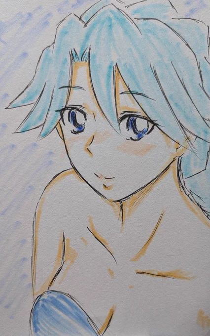 #ゴープリ10周年なので海藤みなみさん3733枚描いてお祝い (715.716) 出勤前らくがき、水着みなみん。