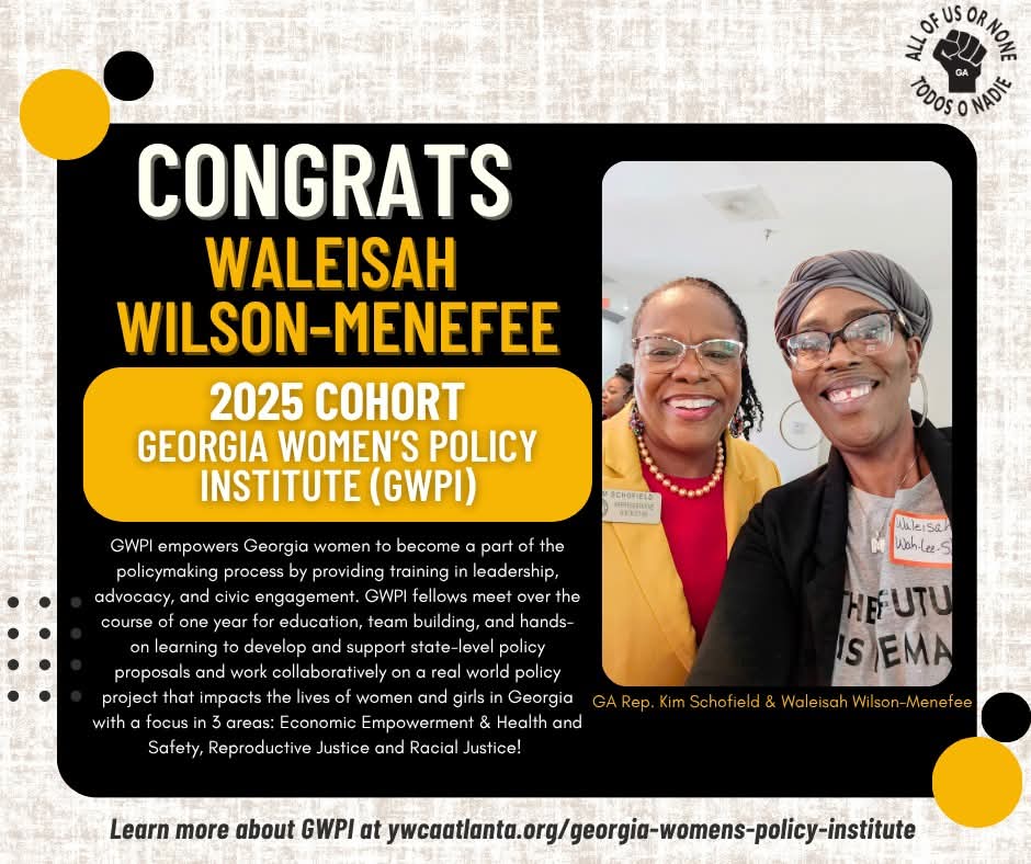 AOUONATL's tweet photo. Congrats to our chapter lead, @iamwaleisah, for being accepted into YWCA's Greater Atlanta's 2025 GA Women’s Policy Institute's (GWPI) Signature training cohort to learn about, develop and support state-level policy proposals that impacts the lives of women and girls in Georgia! https://t.co/93LdLVFRJA
