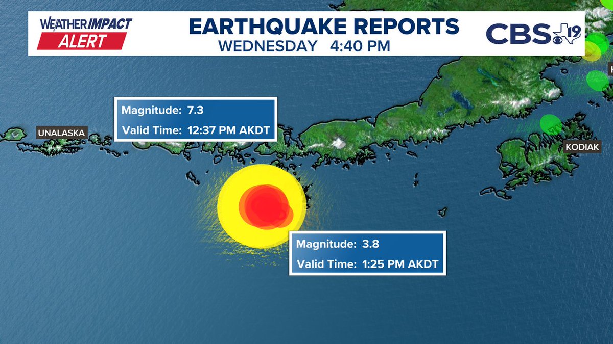 BrettCBS19's tweet image. Aftershocks continue after a big earthquake triggers a tsunami near the Alaskan peninsula. Tsunami warnings are in effect. #AKwx