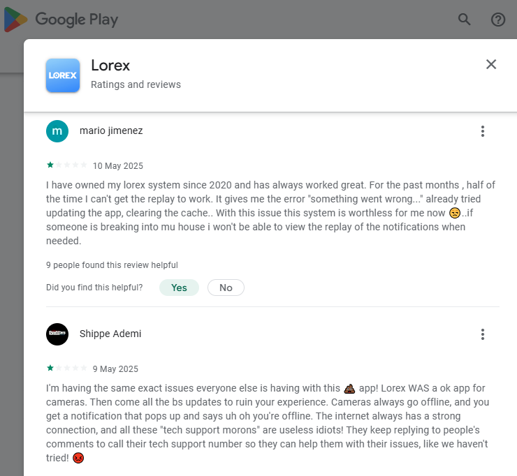 Sucks camera/app/products from (Chinese)Lorex Corp. on GooglePlay-(Sucks-Lorex-Corp Camera/App/Products => [1-star] Lorex-Corp belong to China)(Garbage)-ALTM#{Evaluated=>Garbage} User-speaking... like this is horrible..}👎(in a shell=>Terrible LorexCorp)#2556795