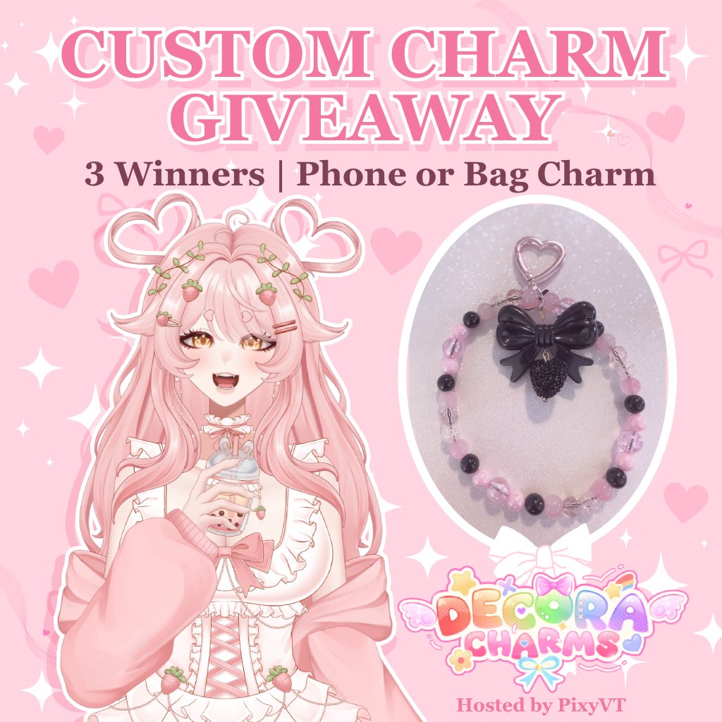 Pixy_VT's tweet image. 🎀 GIVEAWAY TIME! 🎀
I had an amazing experience ordering from @DecoraCharms, so I’m gifting 3 winners a chance to get their own custom phone or bag charm!
To enter:
- Follow @Pixy_VT + @DecoraCharms
- ♡ + ↻
- Comment your design/oc!
⏳ Ends on July 31st
Good luck!! ٩(^ᗜ^ )و