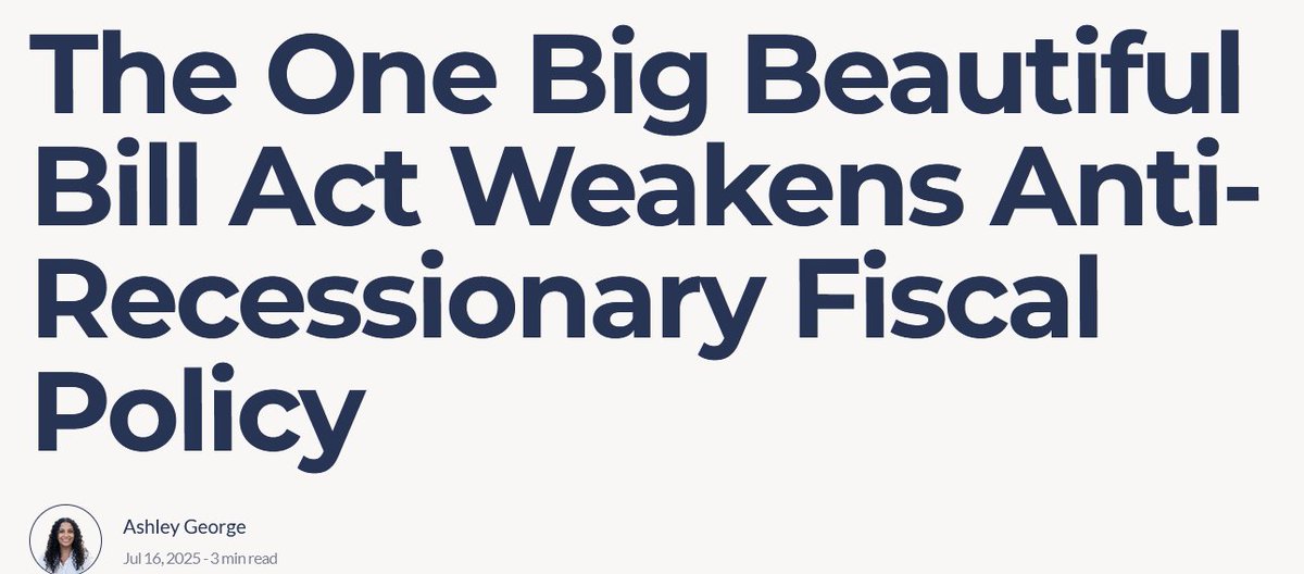 New from my colleague <a href="/ash_georgexx/">Ashley George</a> at <a href="/employamerica/">Employ America</a> 

OBBBA slashes programs like Medicaid and SNAP. It's not just harmful to Americans that rely on those programs. It's also bad macroeconomic policy.