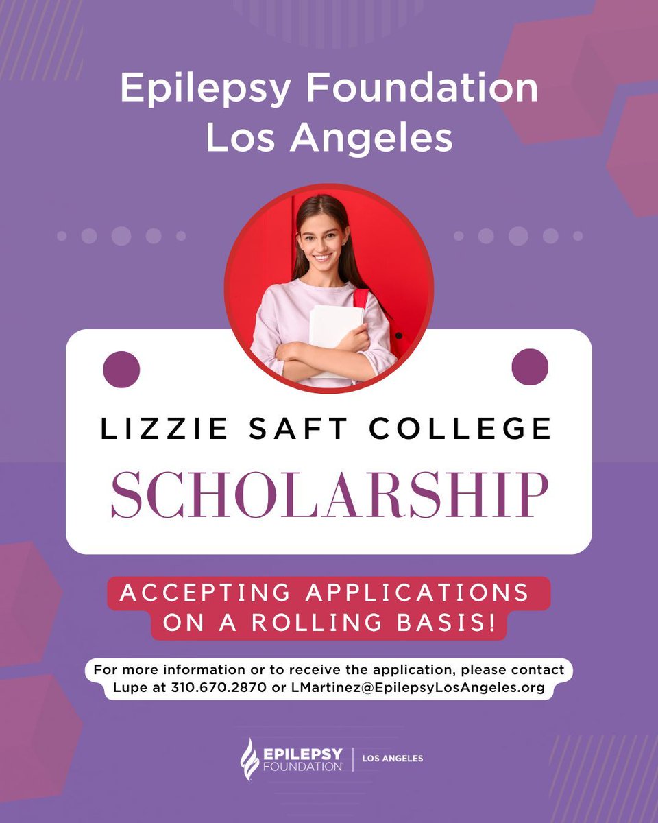 EpilepsyFdnLA's tweet image. ๐ ๐ข Apply for our Epilepsy Scholarship! โณ We are accepting applications on a rolling basis! Donโt miss out on a chance to further your education and achieve your dreams.
๐ Apply now! Contact Lupe at 310.670.2870 or LMartinez@EpilepsyLosAngeles.org