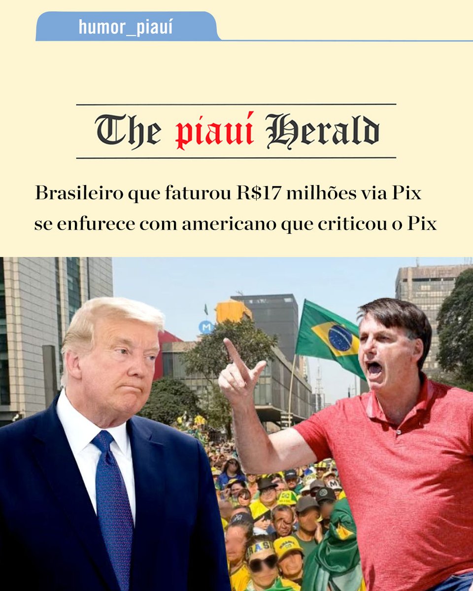 revistapiaui's tweet photo. [The piauí Herald] Brasileiro que faturou R$ 17 milhões via Pix se enfurece com americano que criticou o Pix https://t.co/w5OcGRHCm5 https://t.co/lzwTvPxrcd